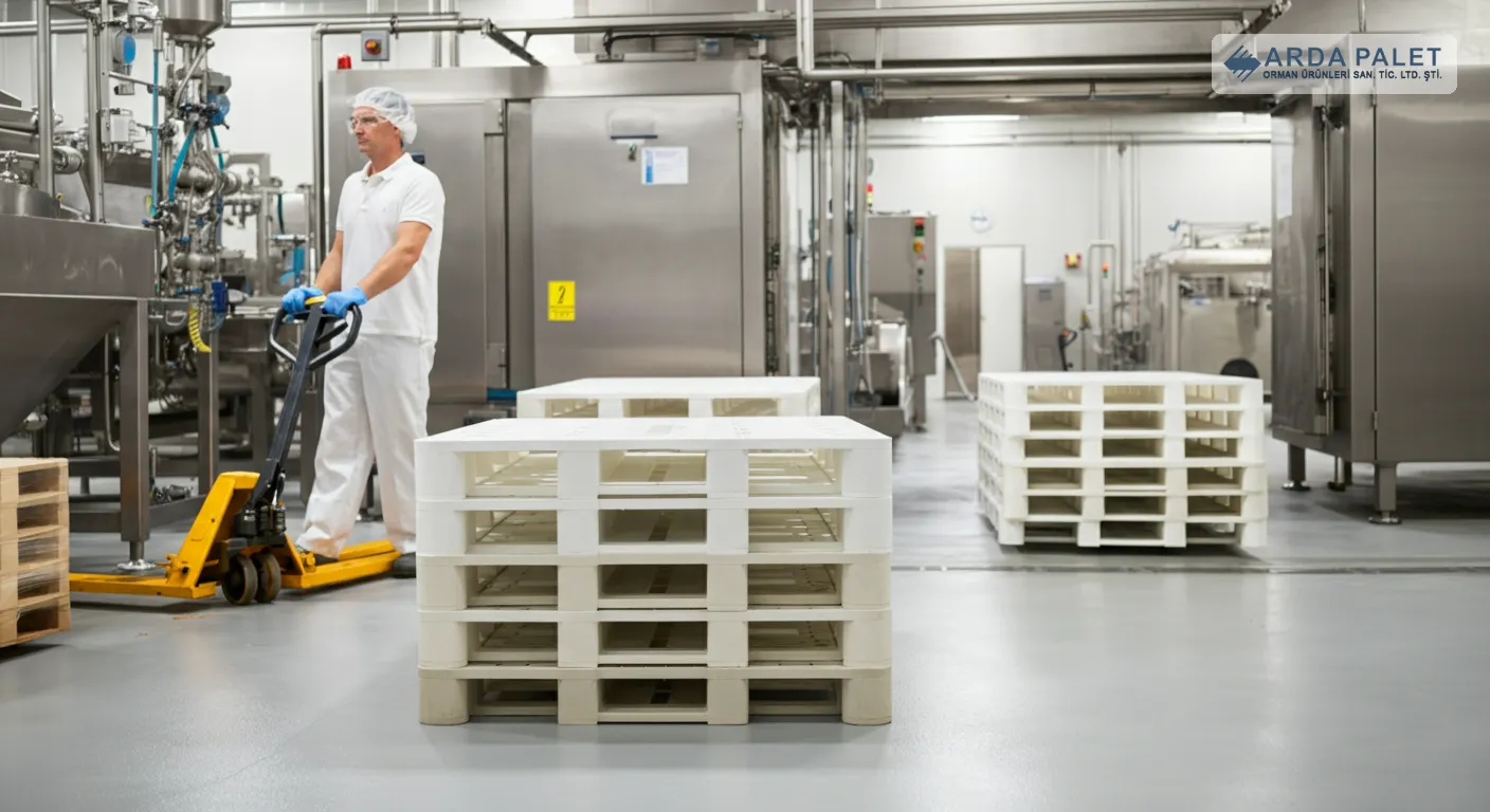 100x120 Beyaz Düz 3 Kızaklı Plastik Palet