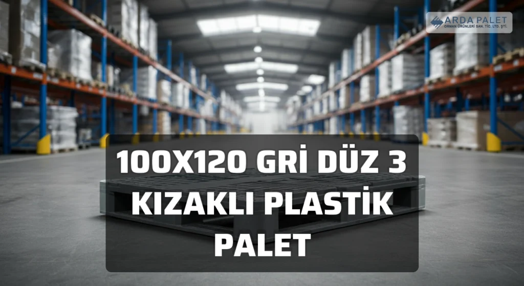 100x120 Gri Düz 3 Kızaklı Plastik Palet
