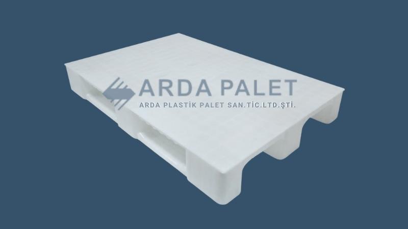 80X120 Beyaz Düz Plastik Palet 3 Kızaklı