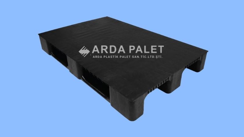 80X120 Siyah Düz 3 Kızaklı Plastik Palet